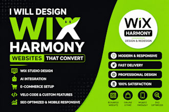 design wix harmony website wix studio, wix ai, wix ecommerce expert developement