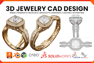 custom jewelry cad design for rings pendants necklace for rhinoceros 3d printing