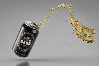 design eyecatching beer can, beverage bottle, soda, juice, energy drink labels