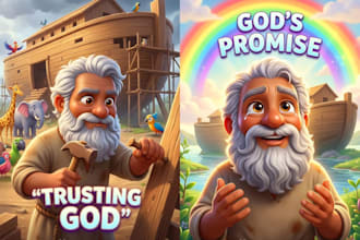 create picture book illustration for christian story book and bible illustration