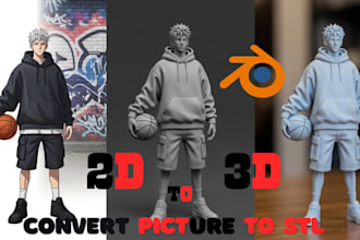 convert 2d to 3d model from photo image sketch logo paint 3mf stl 3d printing