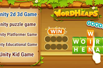 create unity 2d 3d game, unity puzzle game and educational game, unity kid game