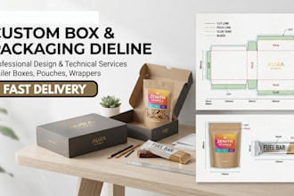 do custom box design, snack packaging dieline, protein and energy bar wrapping
