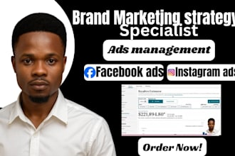 do brand marketing strategy, instagram, facebook ads setup, social media manager
