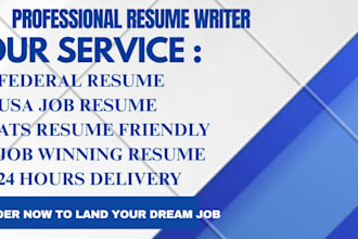 write professional federal usajobs resume for government jobs
