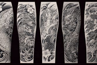 professionally design your sleeve tattoo , chest tattoo