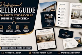 design seller guide, real estate listing digital brochure business card design