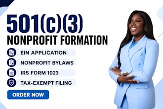 register your USA 501c3 nonprofit with ein, bylaws, form 1023 and irs approval