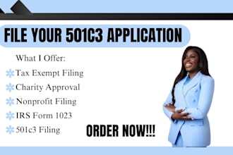 file your 501c3 application for tax exempt application