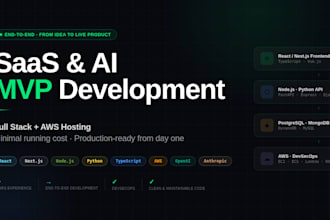 build your saas mvp or ai mvp covering full stack development and AWS hosting