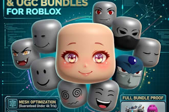 create high quality roblox dynamic head with custom facial animation, ugc bundle