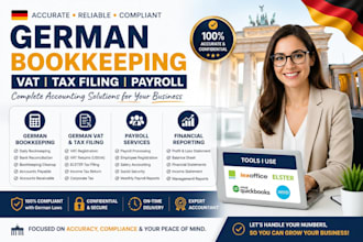 handle german bookkeeping, payroll, and tax returns via elster, finacial report