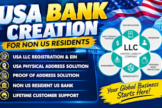 usa bank creation for USA llc owners, llc registration, proof of address US bank