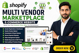 build shopify multi vendor ecommerce marketplace website, multivendor website