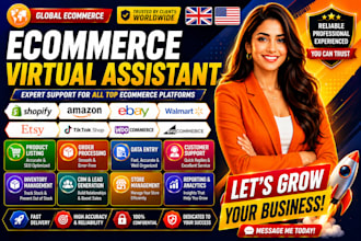 ecommerce virtual assistant for shopify woocommerce wix  wordpress amazon ebay