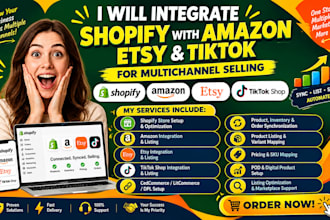 sync shopify etsy amazon tiktok multichannel selling digital pod product shop VA