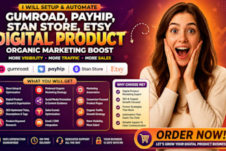 automated gumroad payhip stan store etsy digital product organic marketing boost