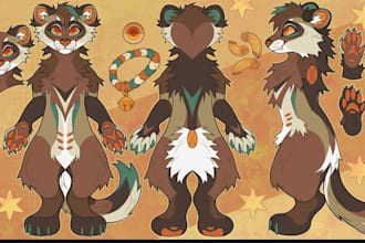 draw custom fursuit ref sheet for fursona character oc furry art reference sheet