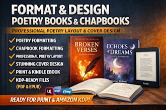 format your poetry book chapbook and design a professional poetry book cover KDP
