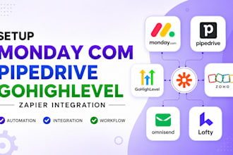 setup monday com pipedrive gohighlevel zapier integration zoho omnisend lofty