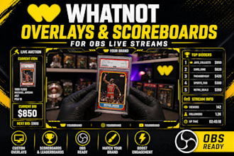 set up whatnot live stream on obs with animated overlays