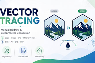do vector tracing, vectorize logo, convert image to svg, ai, eps