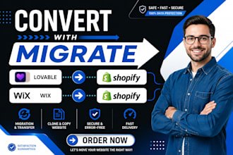 migrate wix to wordpress, transfer lovable to shopify copy clone online shop