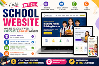 design kindergarten website, academy website, preschool and daycare website