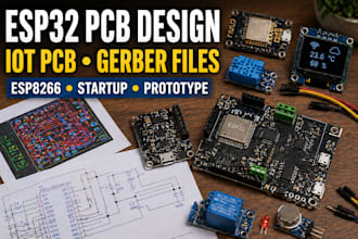 esp32 pcb design, esp8266 iot pcb layout and gerber files for startup makers