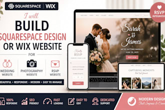build squarespace design or wix website for wedding, photography, rsvp website