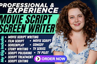 write a professional film script movie script writing, script writer music video