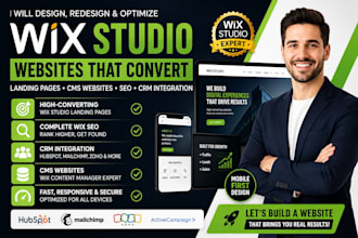 build wix studio landing pages, wix SEO setup, CRM integration, wix cms