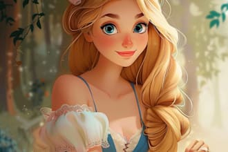 do cute disney cartoon portrait