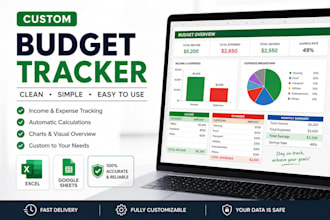 create a custom excel or google sheets budget tracker or spreadsheet