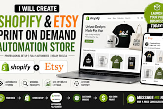 create shopify pod automation store etsy print on demand setup