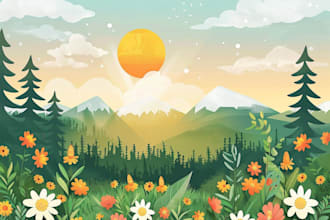 draw professional vector landscape illustration