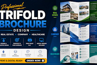 design trifold brochure digital brochure for real estate, company and healthcare