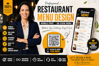 design digital modern restaurant menu, food flyer and qr code first mobile menu