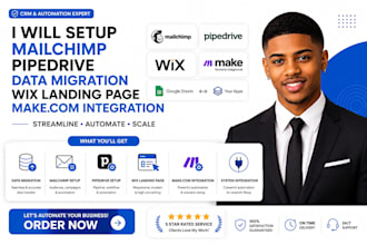 setup mailchimp pipedrive data migration wix landing page make com integration
