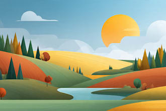 draw a flat vector landscape illustration