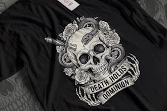 do retro t shirt snake skull logo design