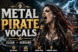 be your metal singer and screamer for sea shanty celtic and pirate folk songs