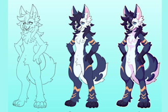 design detailed furry reference sheets for your fursona