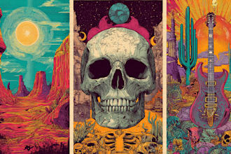 draw stoner rock, heavy metal, psychedelic art
