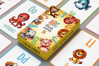design kids playing card design, educational playing card, flashcard mockup box