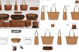 design your hand bag tote bag fanny bag with complete tech pack