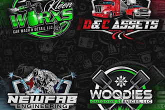 design professional lawn care, trucking, auto detailing car logo