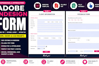 create interactive adobe indesign form, fillable pdf, ebook, flipbook, manual