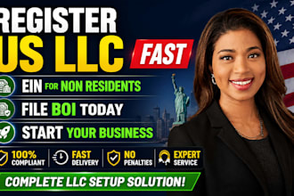 register us llc for non resident, get ein, handle boi filing for start up fast
