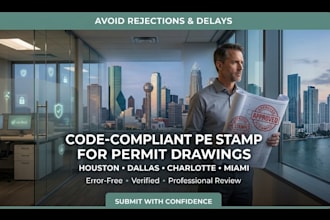 provide licensed pe seal for city permit houston dallas charlotte mi fast